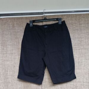 Chaps Black Twill Cotton Bermuda Shorts